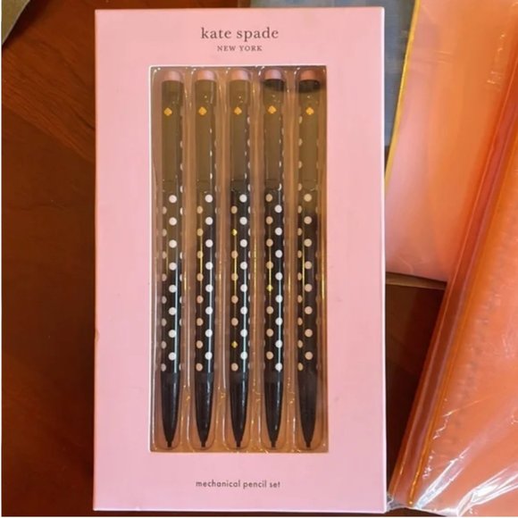 kate spade black polka dot Mechanical Pencil Set of 5 nwt - Picture 4 of 4